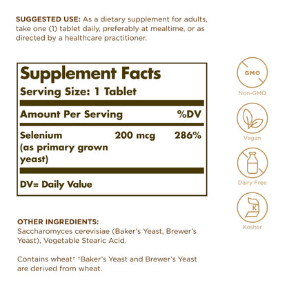 Selenium 200mcg Solgar 100 Tabs