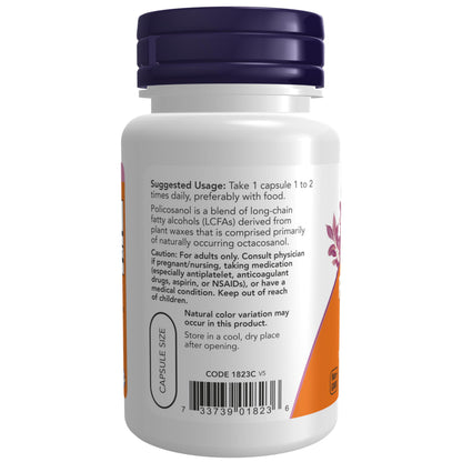 NOW Foods Supplements, Policosanol 10 mg, Blend of Long-Chain Fatty alcohols (LCFAs) Derived from Sugar Cane, 90 Veg Capsules