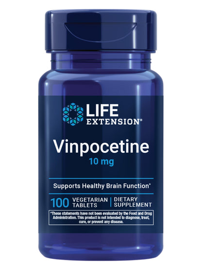 Life Extension Vinpocetine, derived from Periwinkle Plant, Concentration and Memory, Gluten-Free, Non-GMO, Vegetarian, 100 Tablets