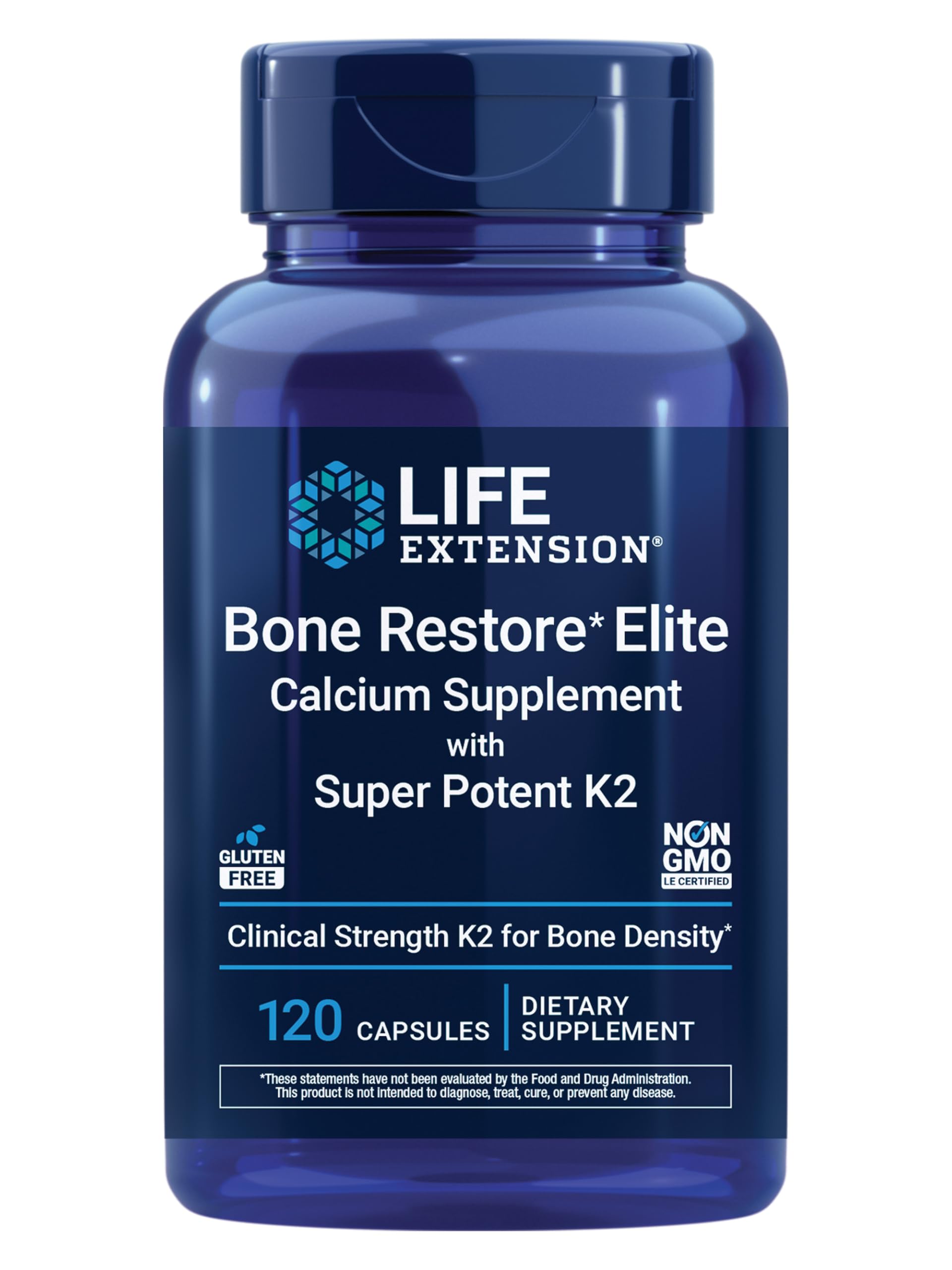 Life Extension Bone Restore Elite with Super Potent K2, 120 Capsules