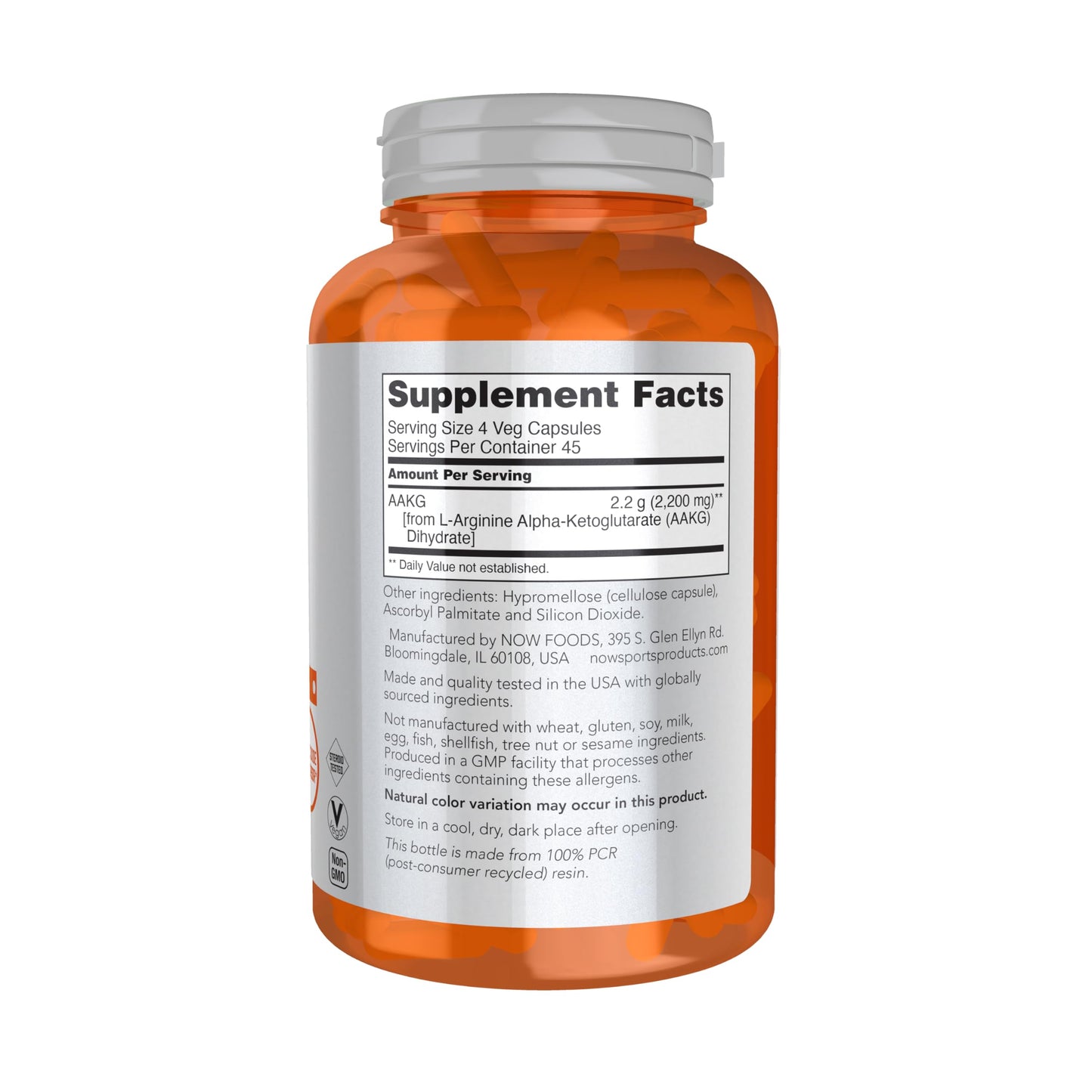 Now Sports, AAKG 2200, Arginine, Energy Production*, 180 Veg Caps