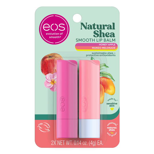 eos Natural Shea Lip Balm- Honey Apple & Mango Melonade, 0.14 oz, 2-pack