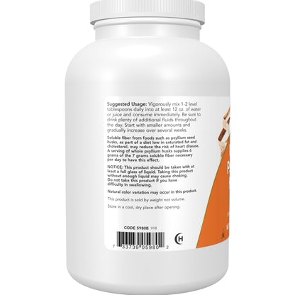 NOW Foods Supplements, Whole Psyllium Husks, Granule, Non-GMO Project Verified, Soluble Fiber, 12-Ounce