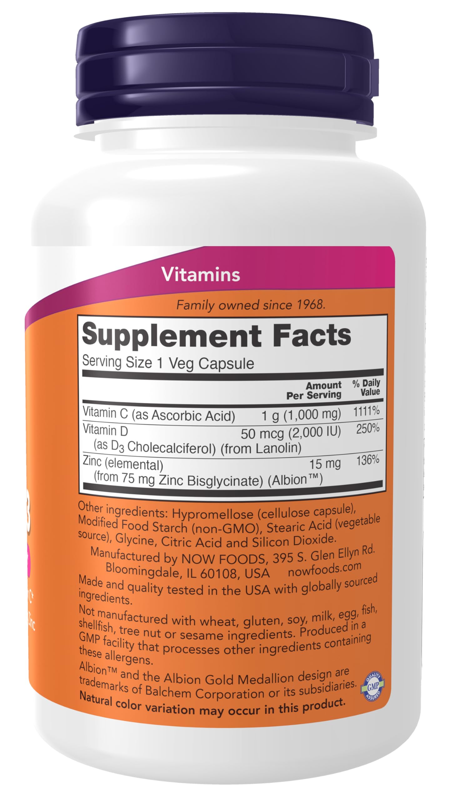 Now Supplements, C-1000 Zinc & D-3, Seasonal Immune Support*, 100 Veg Capsules