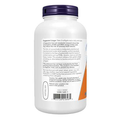 NOW Foods Supplements, Omega-3 180 EPA / 120 DHA, Molecularly Distilled, Cardiovascular Support*, 200-Fish Gelatin Softgels,Packaging may vary