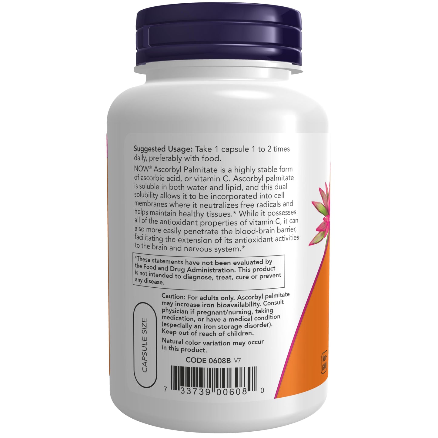 NOW Supplements, Ascorbyl Palmitate 500 mg, Esterified Vitamin C, Antioxidant Protection*, 100 Veg Capsules