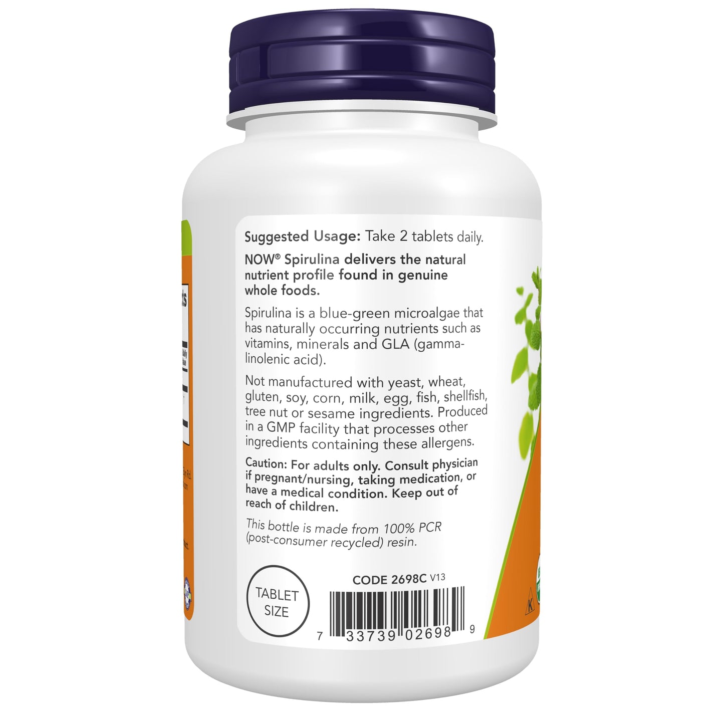 NOW Foods Supplements, Organic Spirulina 500 mg with Vitamins, Minerals and GLA (Gamma-Linolenic Acid), 200 Tablets