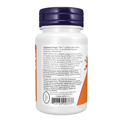 NOW Foods Supplements, Vitamin D-3 5,000 IU, High Potency, Structural Support*, 240 Softgels