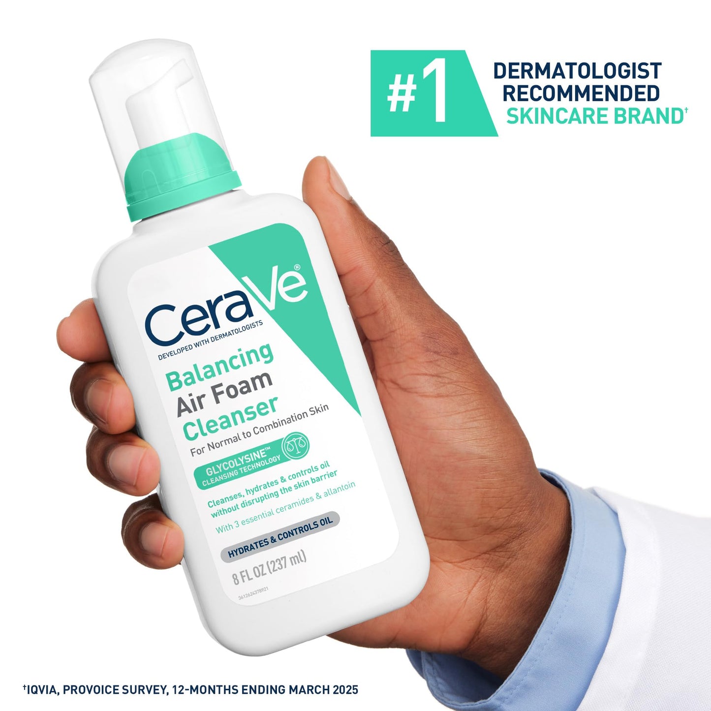 CeraVe Air Foam Face Wash, Hydrating Facial Cleanser, Combination Skin, 8oz