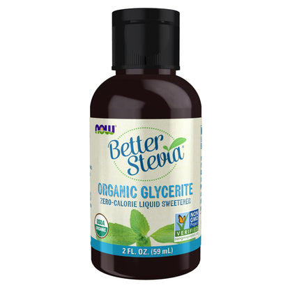 NOW Foods, Better Stevia Liquid, Glycerite, Zero-Calorie Liquid Sweetener, Low Glycemic Impact, Certified Non-GMO, 2-Ounce