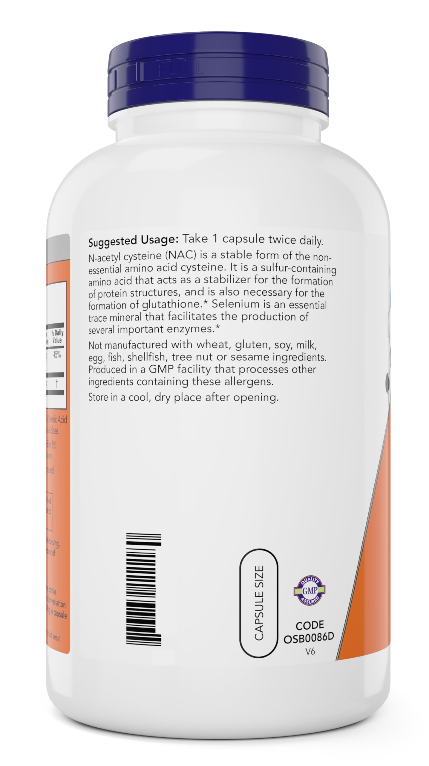 Now NAC 600 mg, 400 Capsules, N-Acetyl Cysteine with Selenium