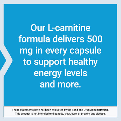 Life Extension L-Carnitine – 500 mg, Energy Supplement, Memory Supplement – Free Form Amino Acid, Nitric Oxide Support, Healthy Blood Pressure – Gluten-Free, Non-GMO, Vegetarian – 30 Capsules