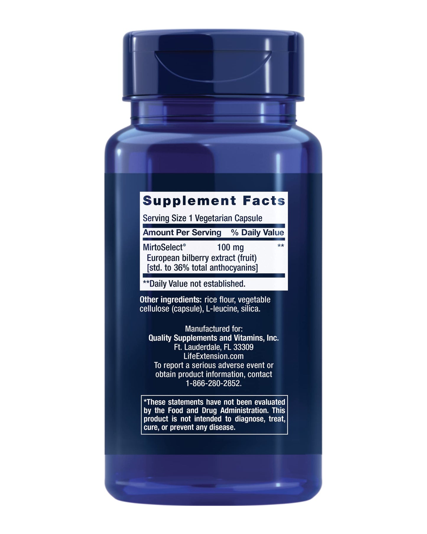 Life Extension Standardized European Bilberry Extract, 100 mg, 90 Capsules