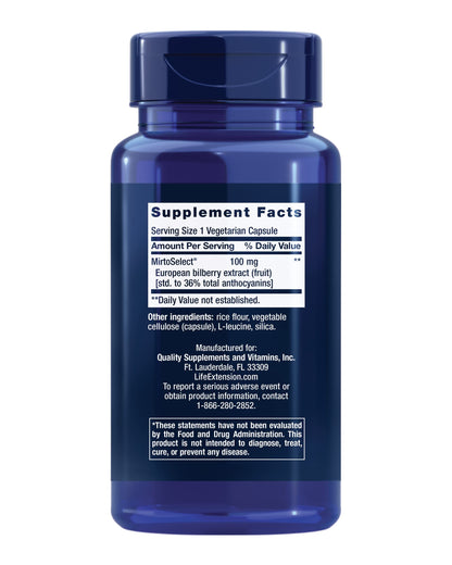Life Extension Standardized European Bilberry Extract, 100 mg, 90 Capsules
