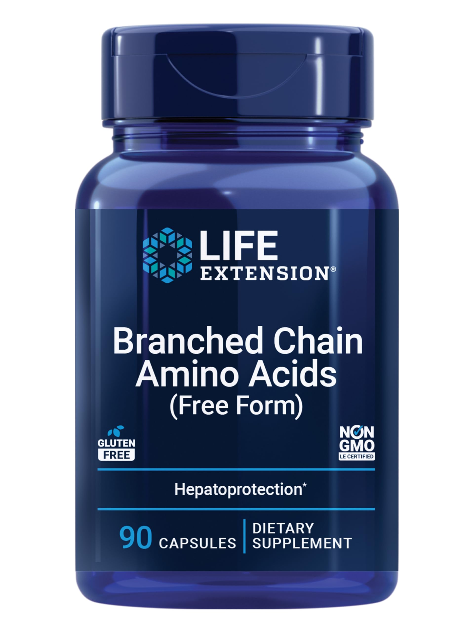 Life Extension Branched Chain Amino Acids (BCAAs), leucine, isoleucine, valine, Promotes Muscle Recovery After Exercise, Gluten-Free, Non-GMO, 90 Capsules