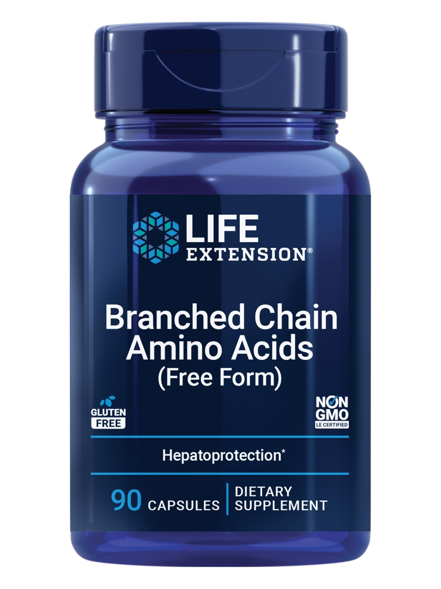 Life Extension Branched Chain Amino Acids (BCAAs), leucine, isoleucine, valine, Promotes Muscle Recovery After Exercise, Gluten-Free, Non-GMO, 90 Capsules