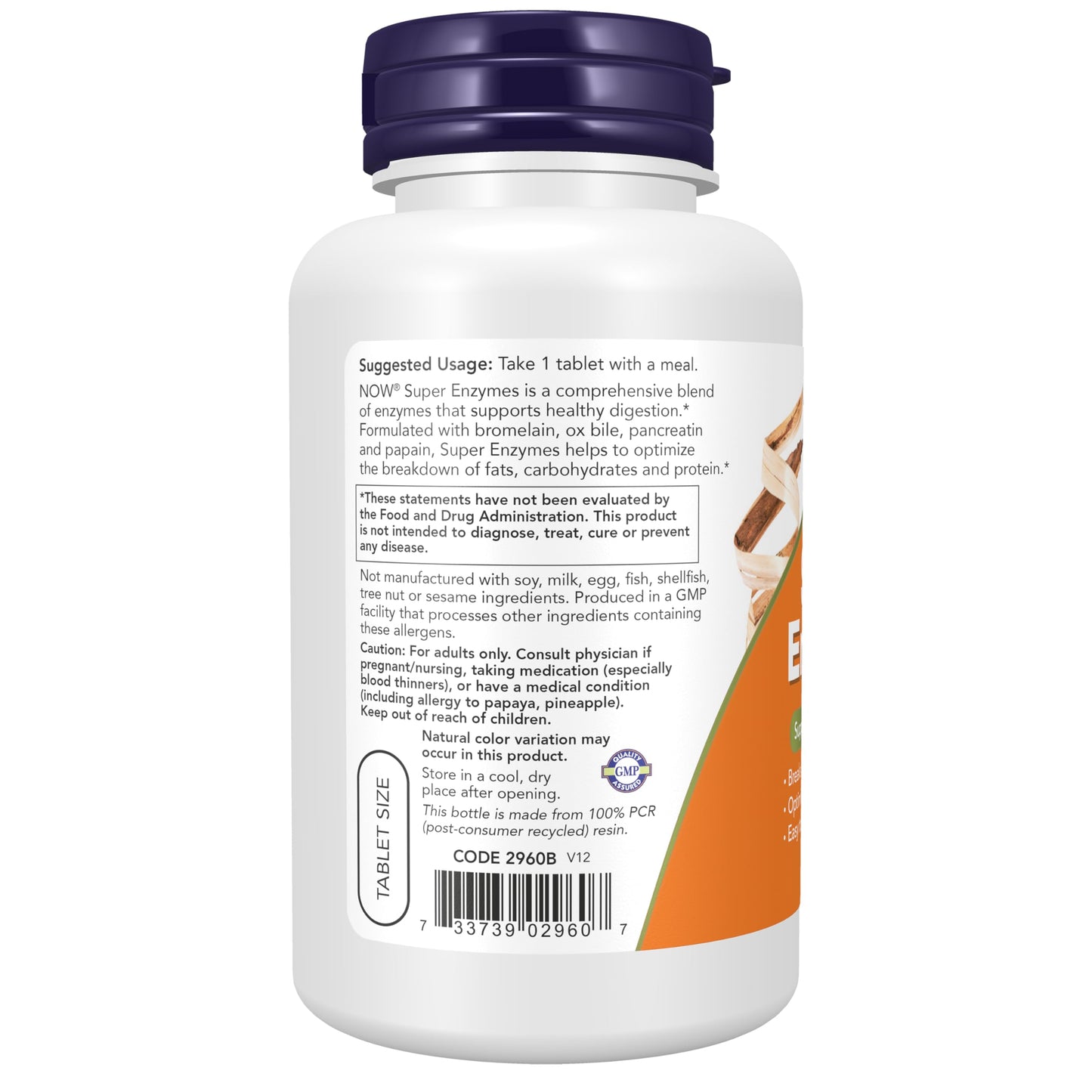 NOW Foods Supplements, Super Enzymes, Formulated with Bromelain, Ox Bile, Pancreatin and Papain, Super Enzymes, 90 Tablets