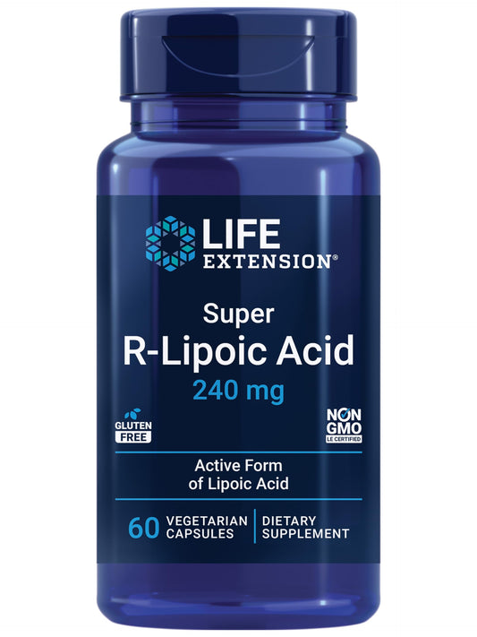Life Extension Super R-Lipoic Acid – Healthy Aging, oxidative Stress Defense – with 240 mg of Active R-Form of R-Lipoic Acid – Gluten-Free – Non-GMO – Vegetarian – 60 Capsules