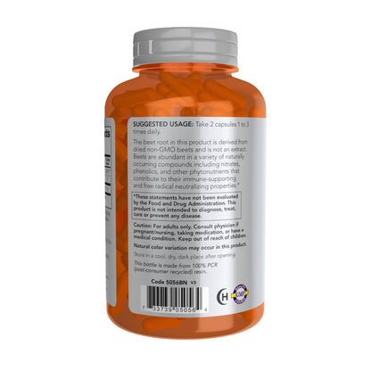 NOW Foods Sports, Beet Root Veg, Sports Nutrition, Immune System Support*, 550 MG, Naturally Occurring Nitrates, 180 Veg Capsules