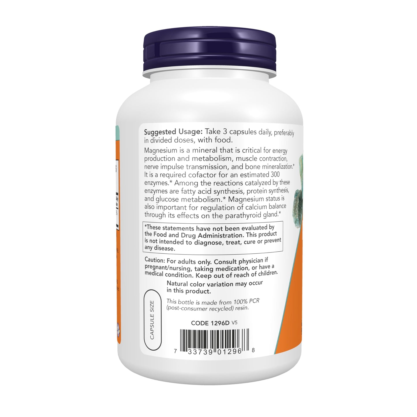 NOW Foods Supplements, Magnesium Citrate, Enzyme Function*, Nervous System Support*, 240 Veg Capsules