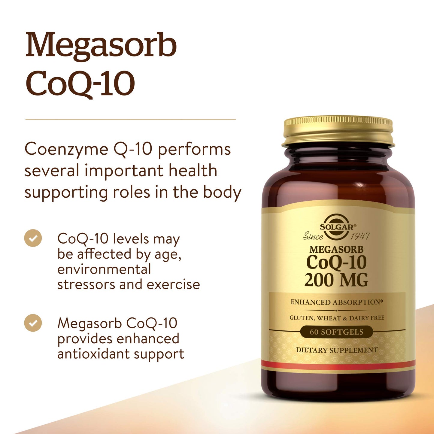 Solgar Megasorb CoQ-10 200 mg, 60 Softgels, Supports Heart & Brain Function