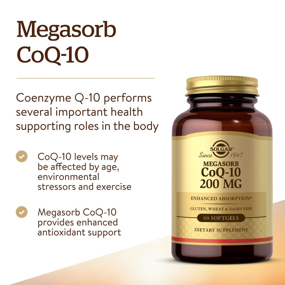Solgar Megasorb CoQ-10 200 mg, 60 Softgels, Supports Heart & Brain Function