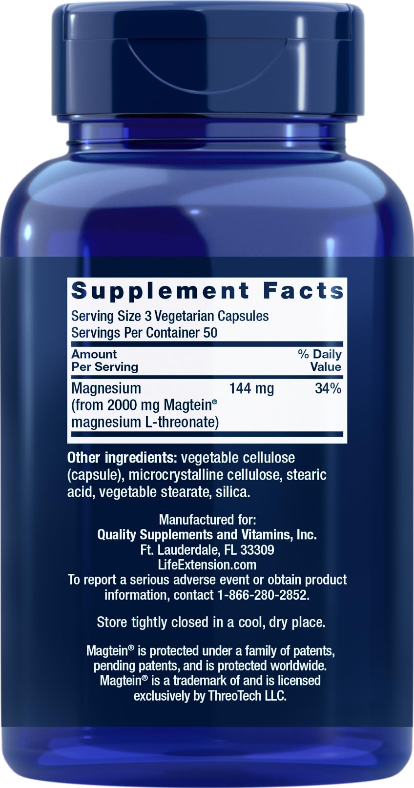 Life Extension Neuro-Mag Magnesium L-Threonate, 150 Vegetarian Capsules