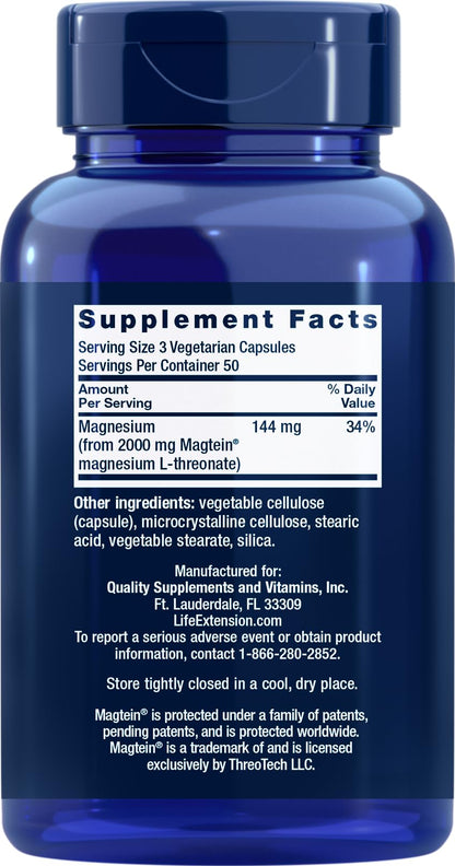 Life Extension Neuro-Mag Magnesium L-Threonate, 150 Vegetarian Capsules