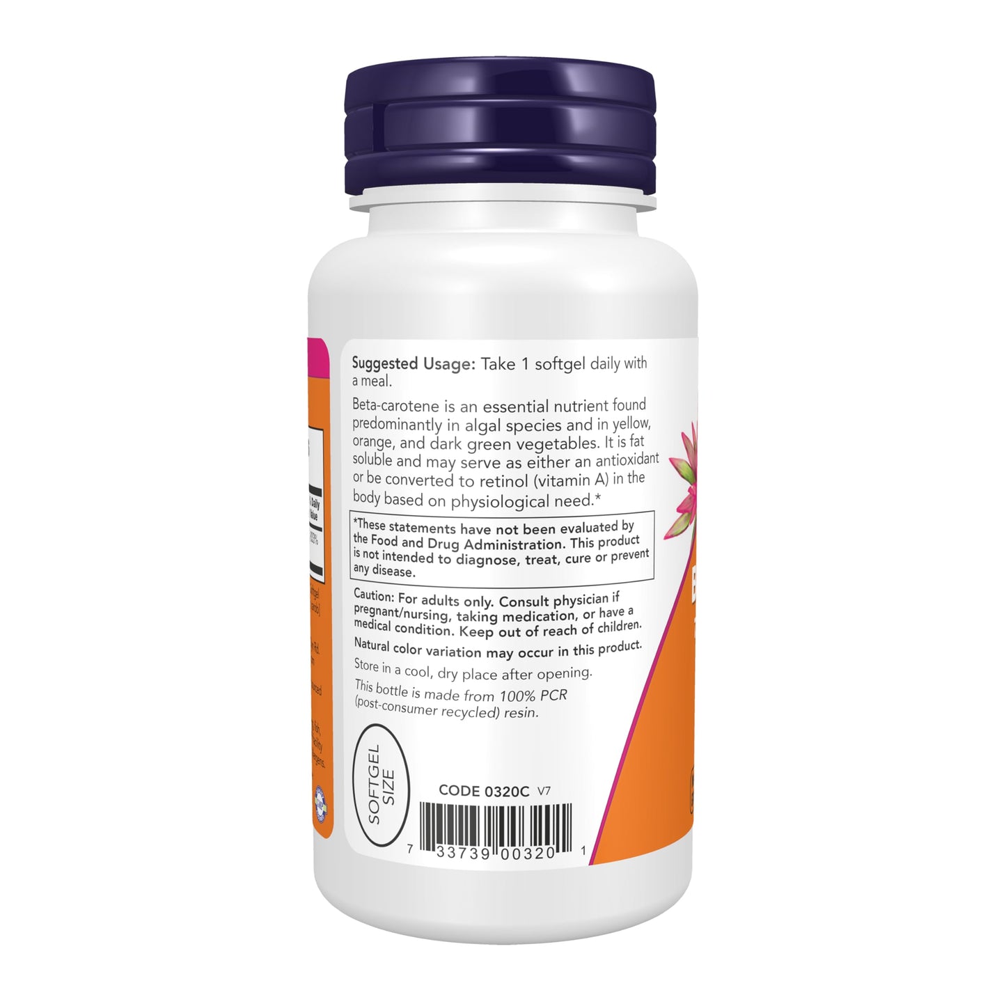NOW Foods Supplements, Natural Beta Carotene 25,000 IU, Essential Nutrition, 90 Softgels