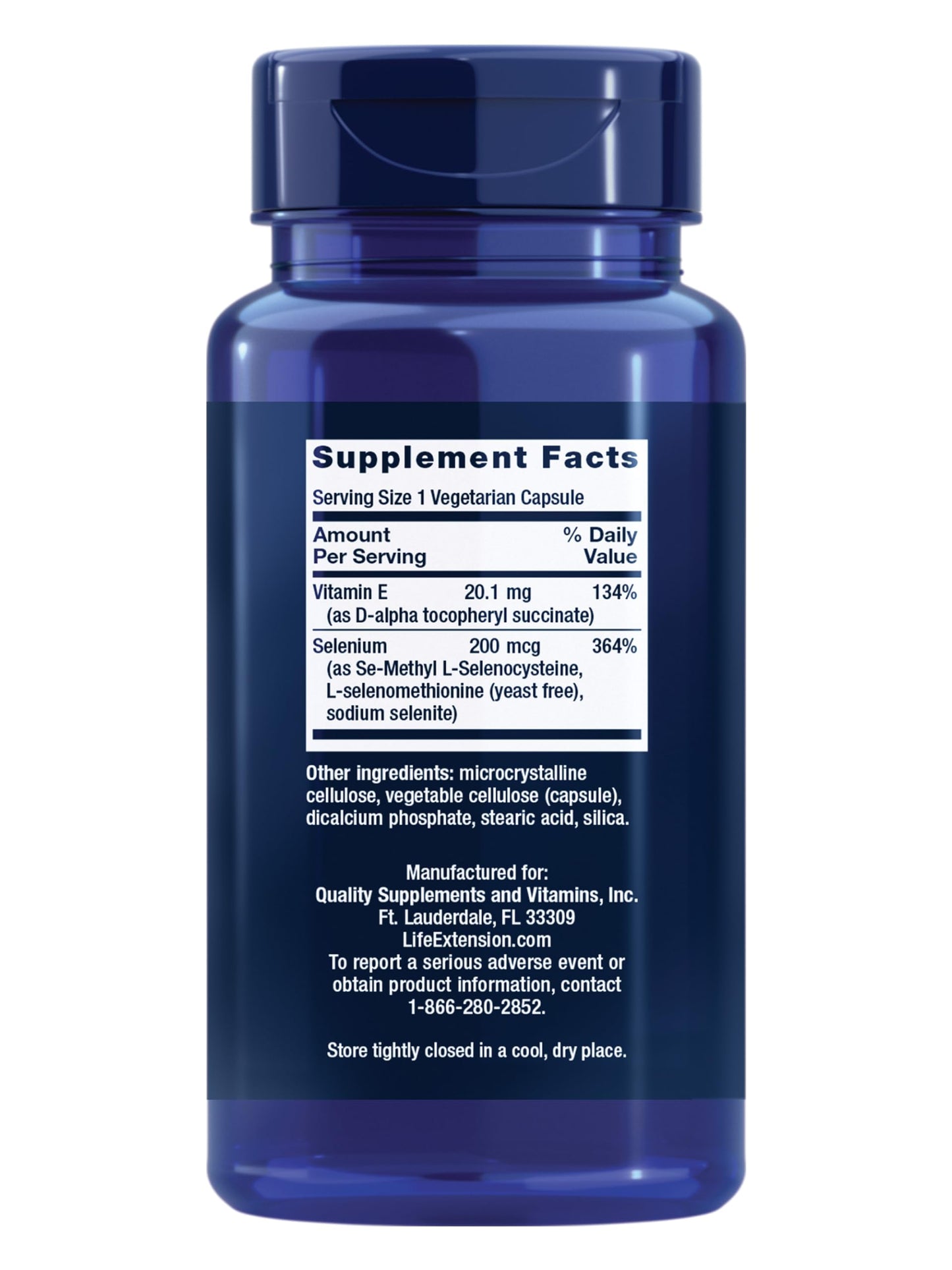 Life Extension Super Selenium Complex, 200 mcg – 3 Forms of Selenium, Vitamin E – Cellular Health & Longevity Support – Gluten-Free, Non-GMO, Vegetarian, 1 Daily – 100 Capsules