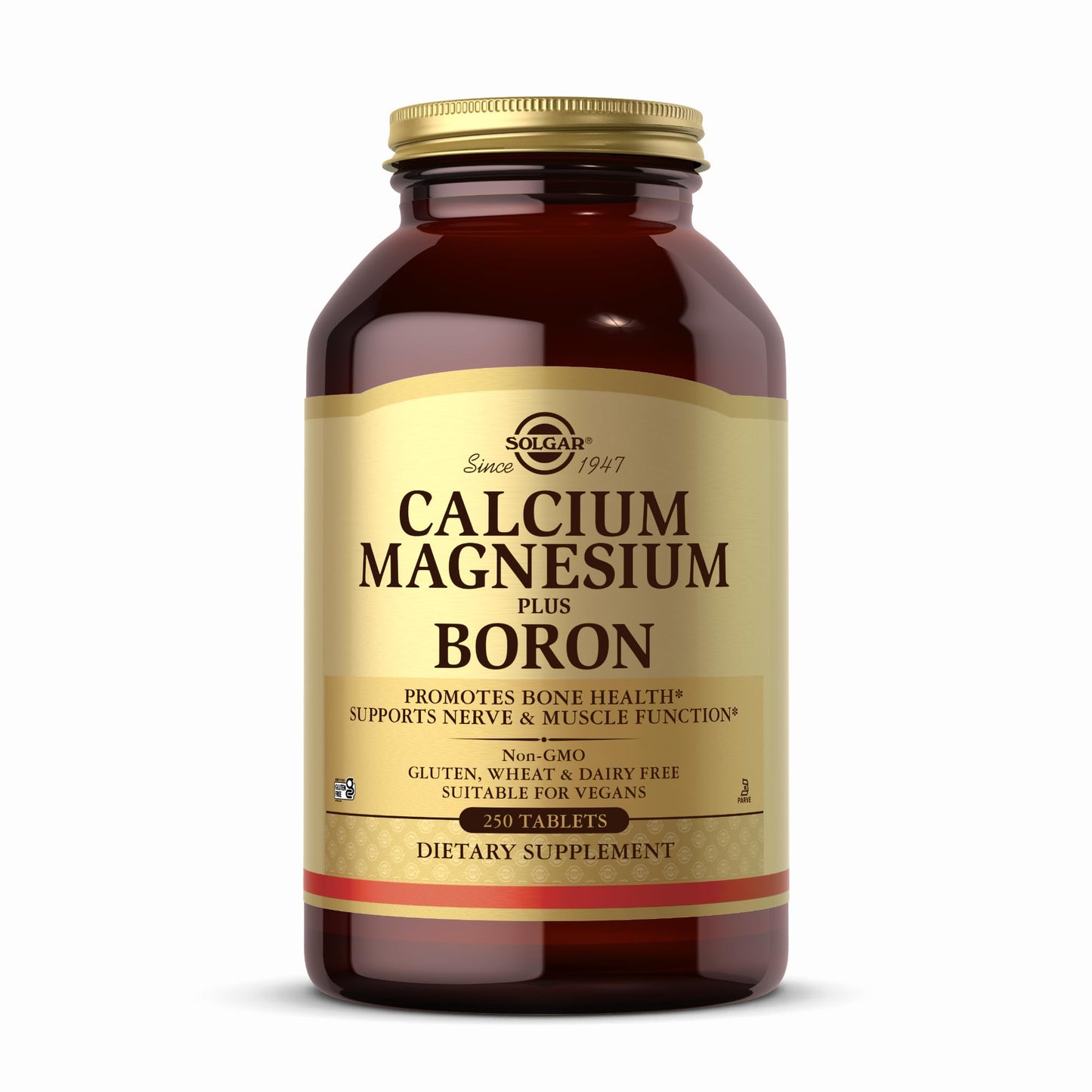 Solgar Calcium Magnesium Plus Boron - 250 Tablets - Promotes Bone Health, Supports Nerve & Muscle Function - With Boron for Calcium Metabolism - Vegan, Gluten Free, Dairy Free, Kosher - 83 Servings