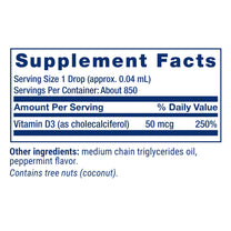 Life Extension Liquid Vitamin D3 (Mint), 50 mcg (2000 IU), Immune System Support, Bone Health, Whole-Body Health, Tasty Peppermint Flavor, Gluten Free, Non-GMO, 29.57 ml