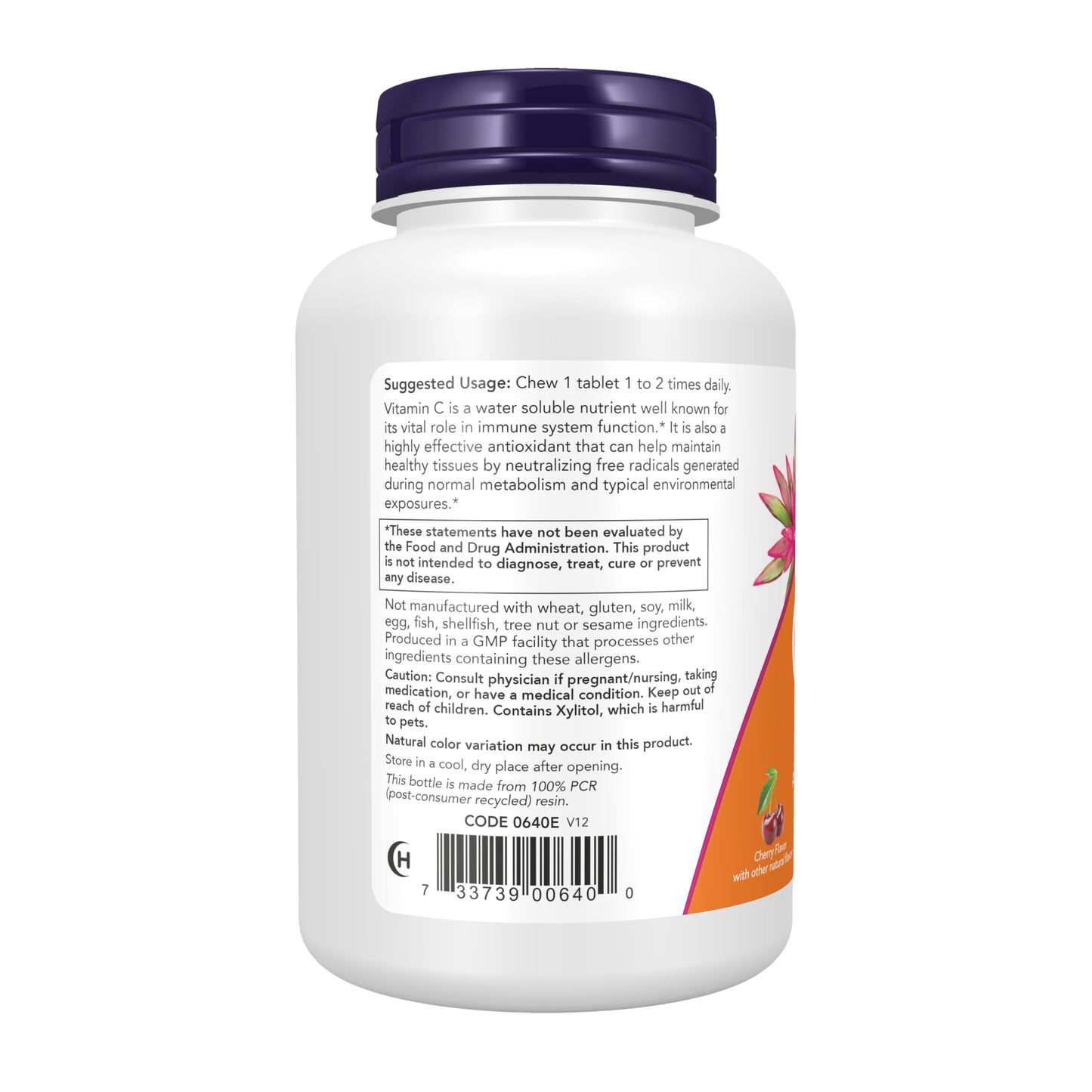 NOW Supplements, Vitamin C-500, Antioxidant Protection*, Cherry Flavor, 100 Chewable Lozenges