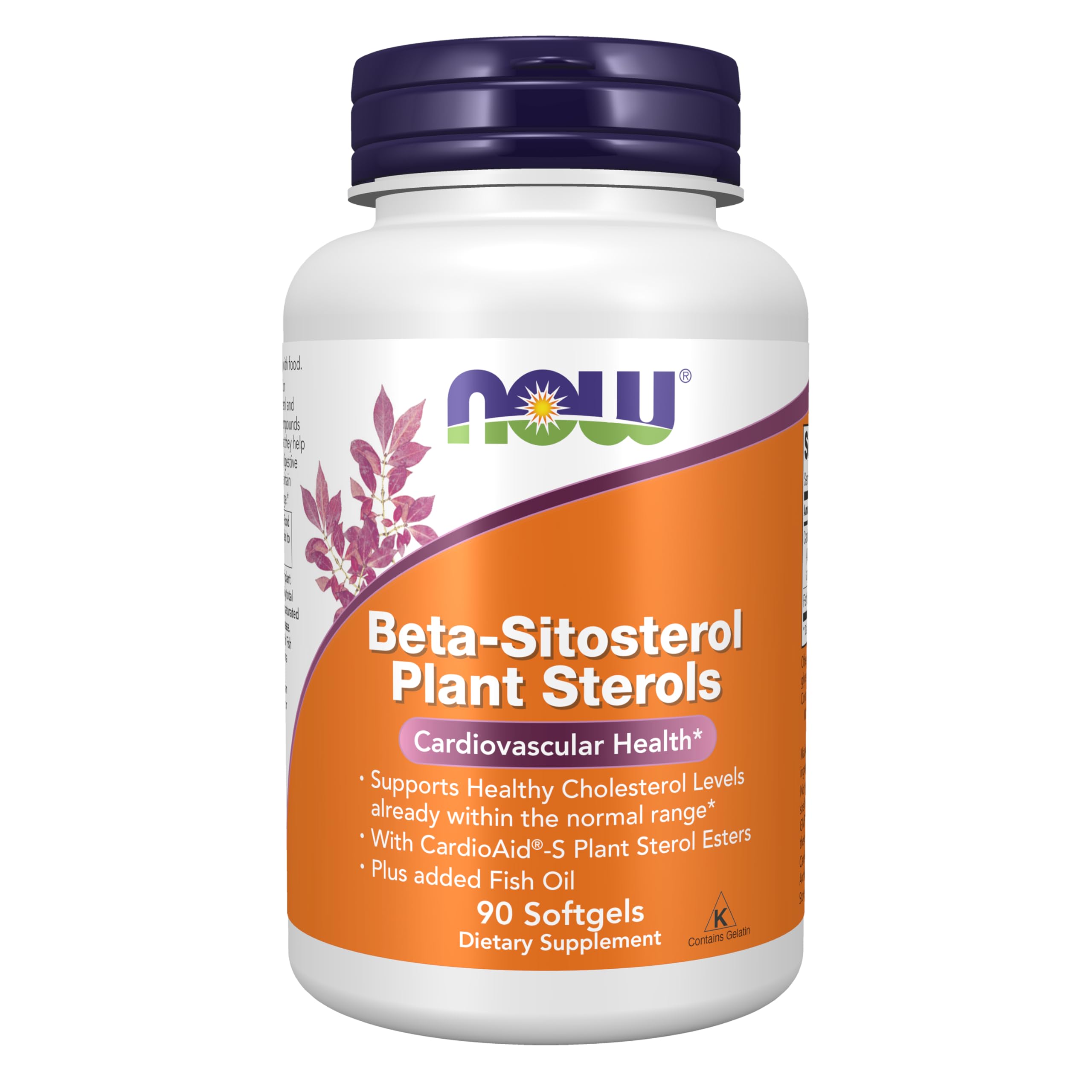 NOW Foods Supplements, Beta-Sitosterol Plant Sterols with CardioAid®-S Plant Sterol Esters and Added Fish Oil, 90 Softgels