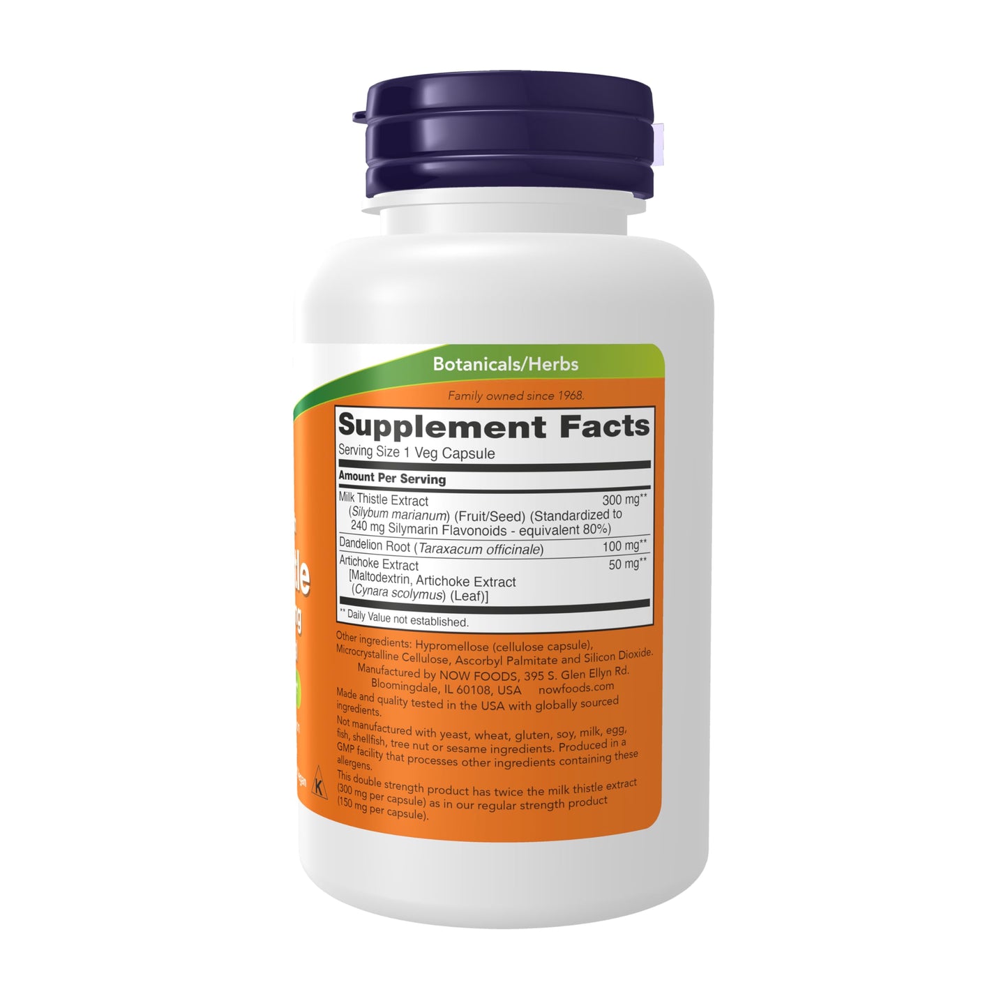 NOW Foods Supplements, Silymarin Milk Thistle Extract 300 mg with Artichoke and Dandelion, Double Strength, Supports Liver Function*, 100 Veg Capsules