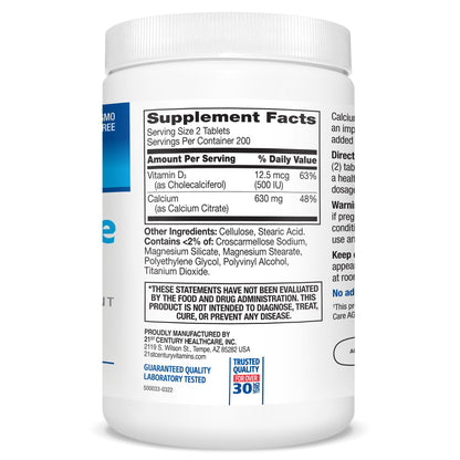 21st Century Calcium Citrate Plus D3 Maximum - 630 mg Calcium, Bone Health Support, Easily Absorbable, Gluten Free, Non-GMO, Compare to Citracal +D3, 400 Tablets