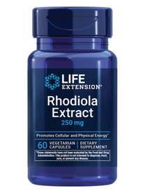 Life Extension Rhodiola Extract, Rhodiola rosea Supplement, standardized Extract, Promotes Physical and Mental Performance, Gluten-Free, Non-GMO, Vegetarian, 250 mg, 60 Capsules