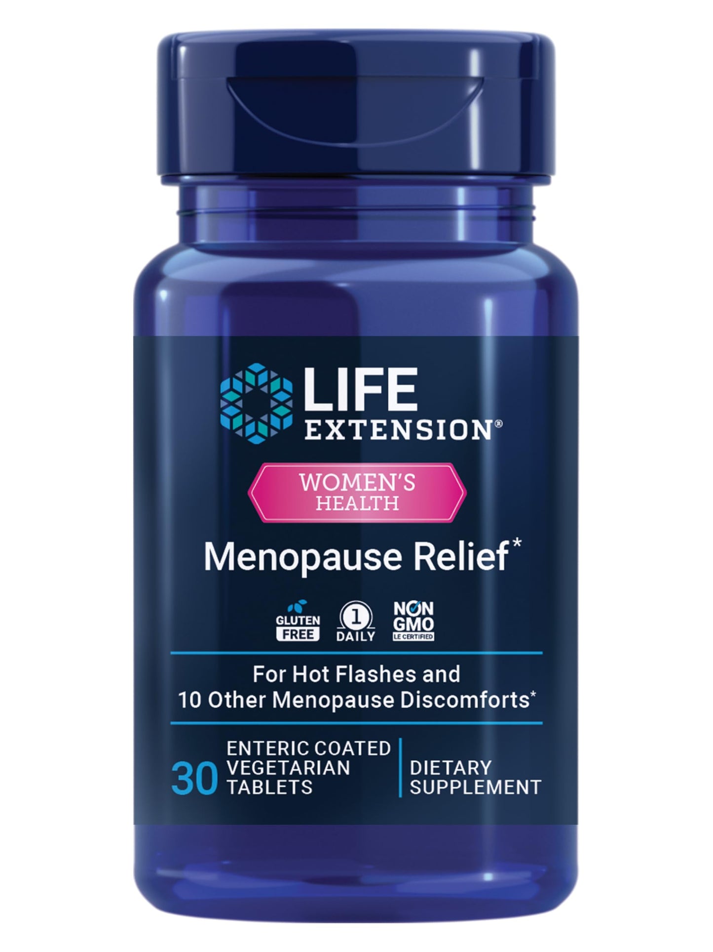 Life Extension Menopause Relief – Siberian Rhubarb, Menopause Supplement for Women, Ease hot Flashes, Mood Swings, Night Sweats Relief, Hormone-Free, Gluten-Free, Non-GMO, Vegetarian, 30 Tablets