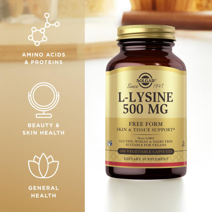 Solgar - L-Lysine 500 mg Vegetable Capsules Count