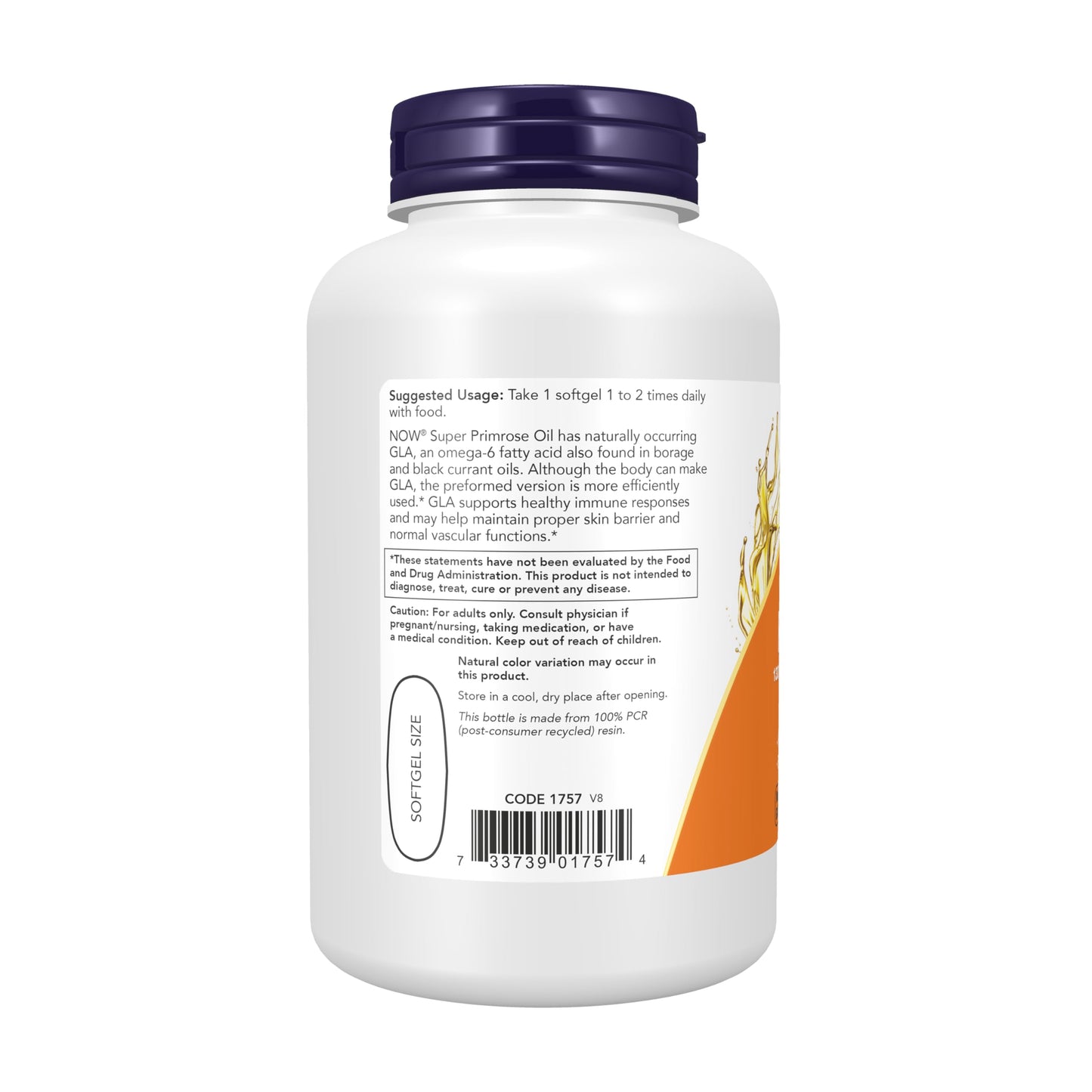NOW Foods Supplements, Super Primrose 1300 mg with Naturally Occurring GLA (Gamma-Linolenic Acid), 120 Softgels