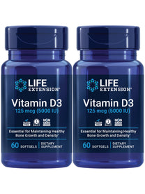 Life Extension Vitamin D3 125 Mcg (5000 Iu) – Promotes Bone Health, Brain Health and Immune Function – Non-GMO – Gluten-Free – Two Pack – 2 x 60 Softgels