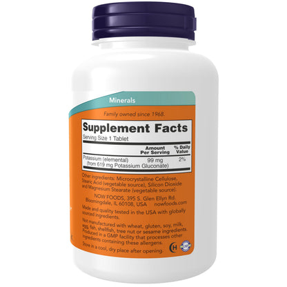 NOW Foods Supplements, Potassium Gluconate 99mg, Easier to Swallow, Essential Mineral*, 250 Tablets