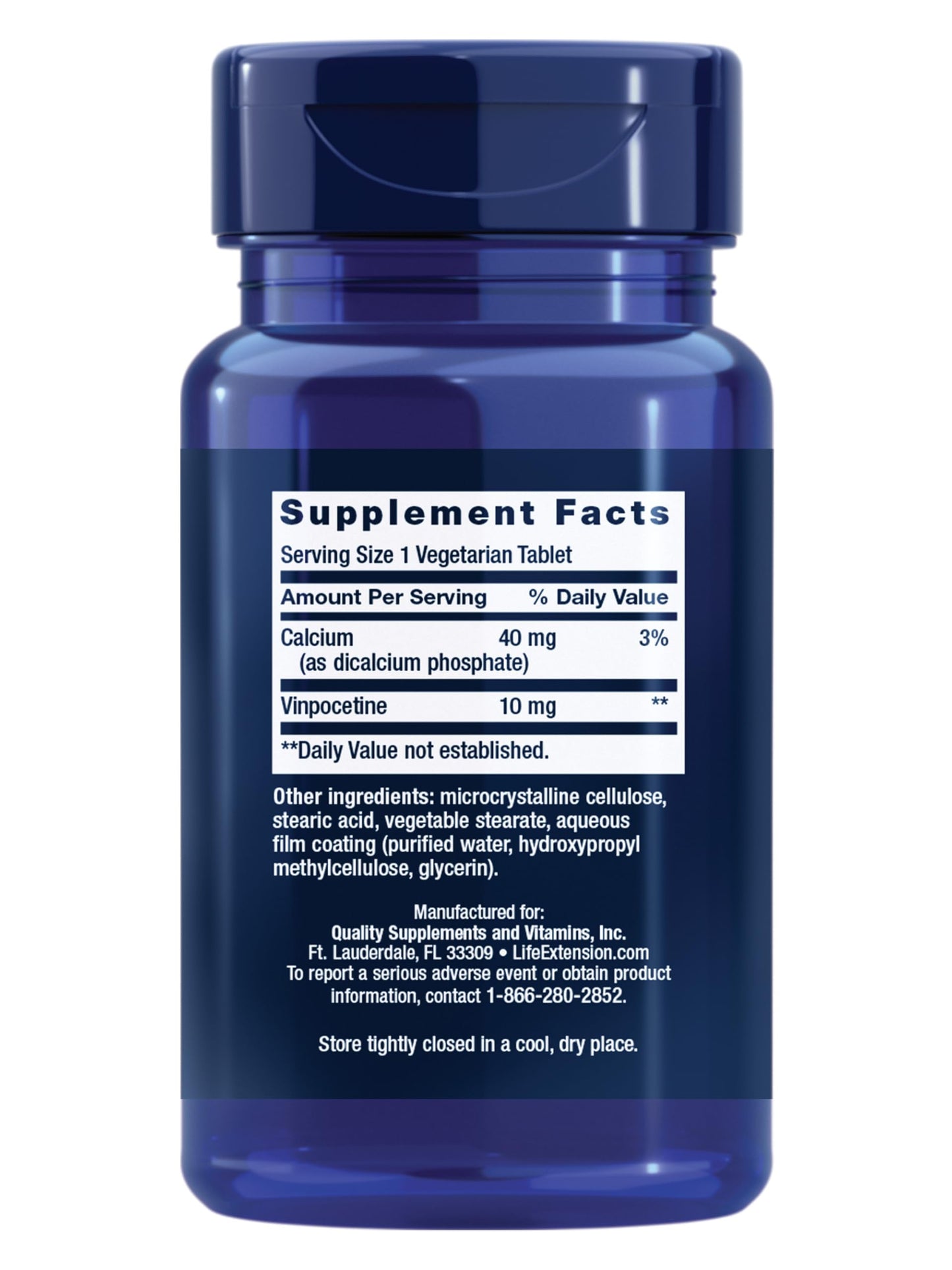 Life Extension Vinpocetine, derived from Periwinkle Plant, Concentration and Memory, Gluten-Free, Non-GMO, Vegetarian, 100 Tablets