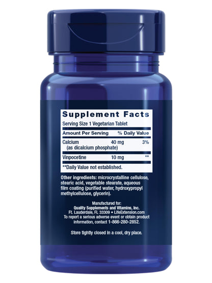 Life Extension Vinpocetine, derived from Periwinkle Plant, Concentration and Memory, Gluten-Free, Non-GMO, Vegetarian, 100 Tablets