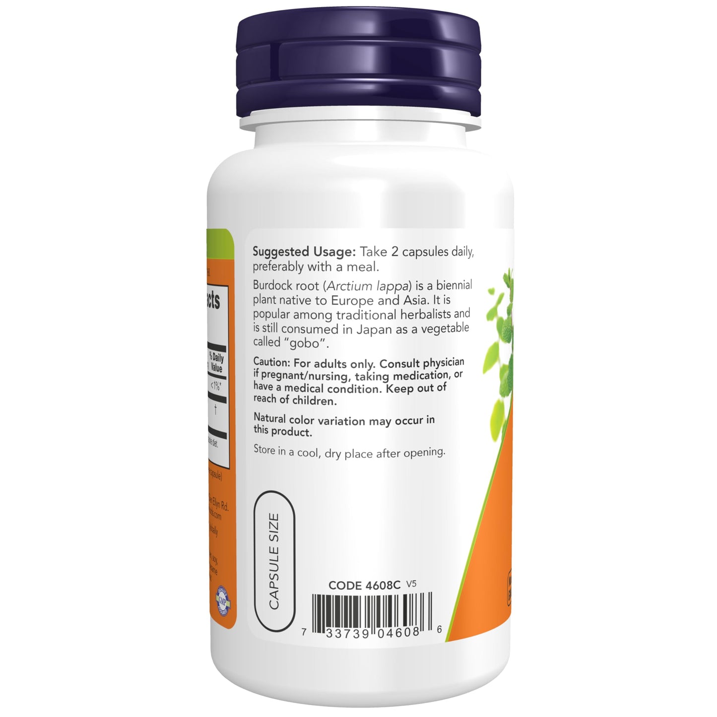 NOW Supplements, Burdock Root (Arctium lappa) 430 mg, Herbal Supplement, 100 Veg Capsules