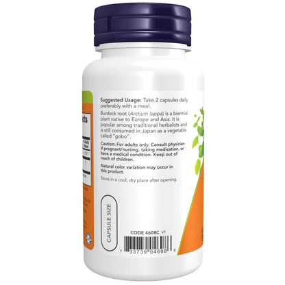 NOW Supplements, Burdock Root (Arctium lappa) 430 mg, Herbal Supplement, 100 Veg Capsules