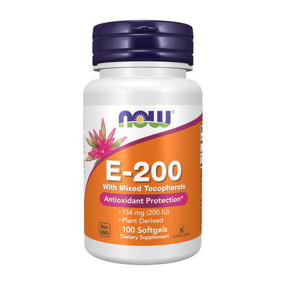 NOW Foods Supplements, Vitamin E-200 IU Mixed Tocopherols, Antioxidant Protection*, 100 Softgels