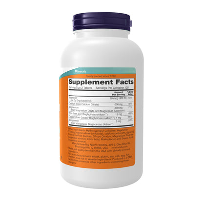 NOW Foods Supplements, Calcium Citrate with Vitamin D, Magnesium, Zinc, Copper, and Manganese, 250 Tablets