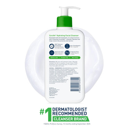 CeraVe Hydrating Cleanser with Hyaluronic Acid, Face Wash for Dry Skin,19oz