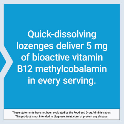 Life Extension Vitamin B12 Methylcobalamin, Nerve Health Supplement, Cognitive Support, Energy Vitamin, methylcobalamin B12, 5 mg, Quick-Dissolving, Gluten-Free, Non-GMO, Vegetarian, 60 lozenges